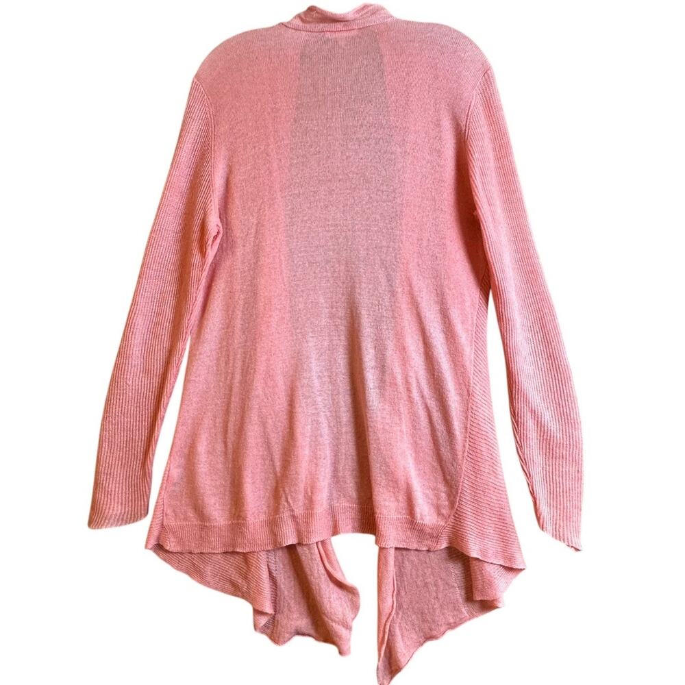 Eileen Fisher 100% Linen Cardigan Sweater Baby Pink Open Front Light Weight Sz L - Picture 3 of 11